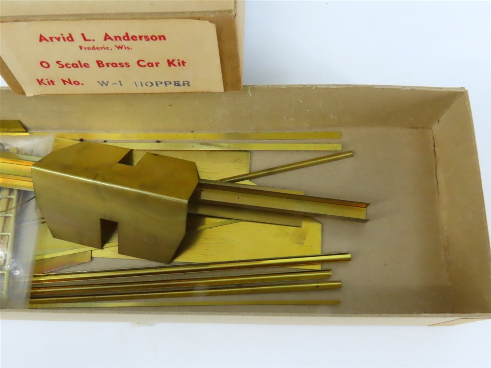 O 2-Rail Arvid L. Anderson BRASS Kit #W-1 Undecorated 2-Bay Peak-End Open Hopper