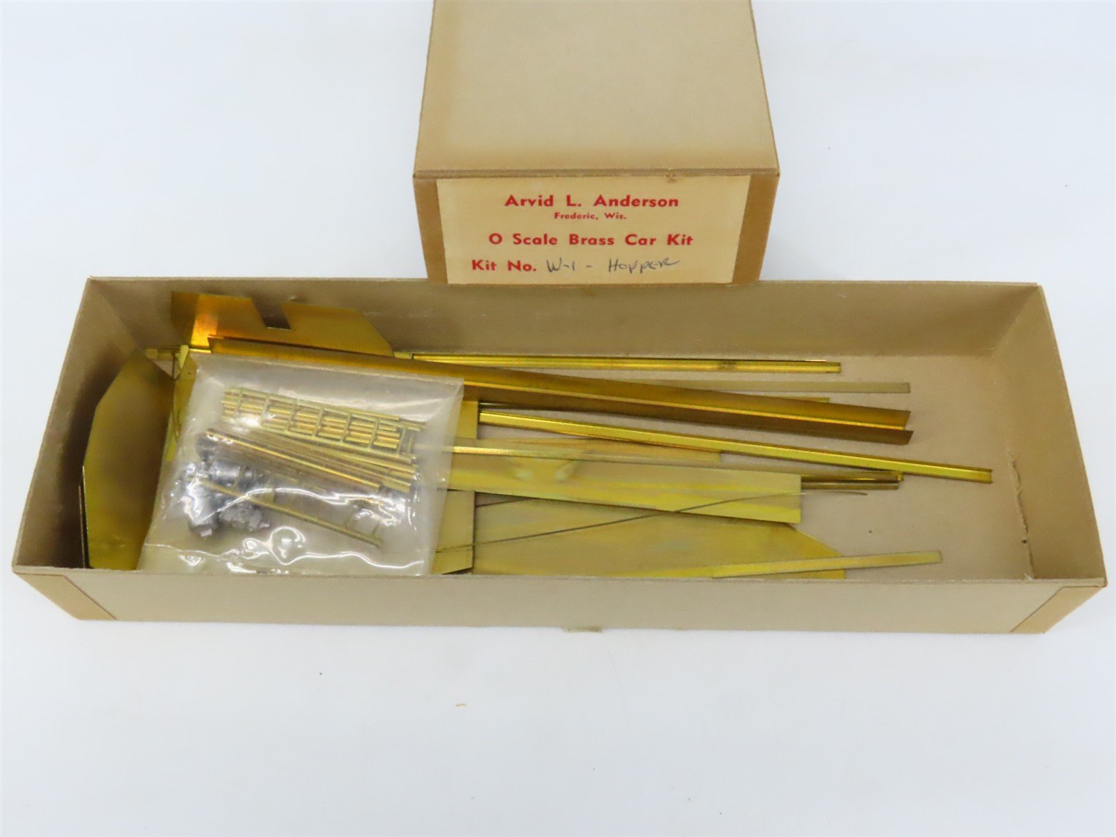 O 2-Rail Arvid L. Anderson BRASS Kit #W-1 Undecorated 2-Bay Peak-End Open Hopper