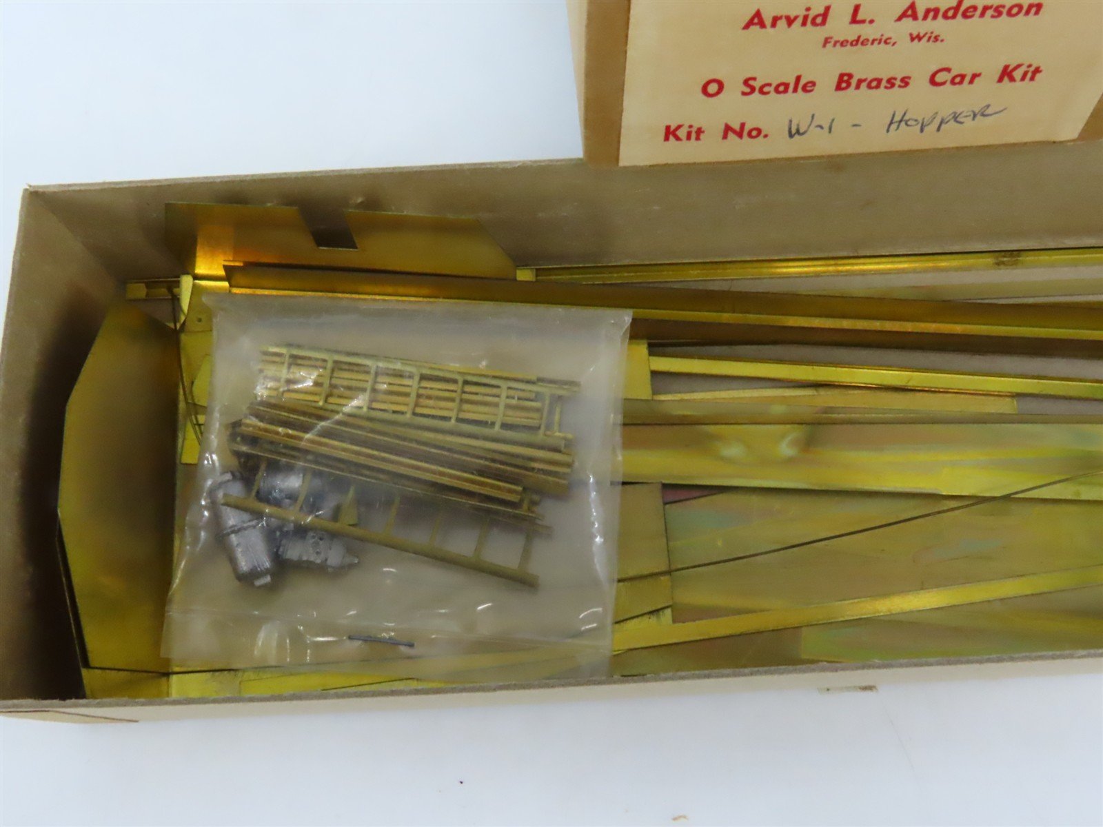 O 2-Rail Arvid L. Anderson BRASS Kit #W-1 Undecorated 2-Bay Peak-End Open Hopper