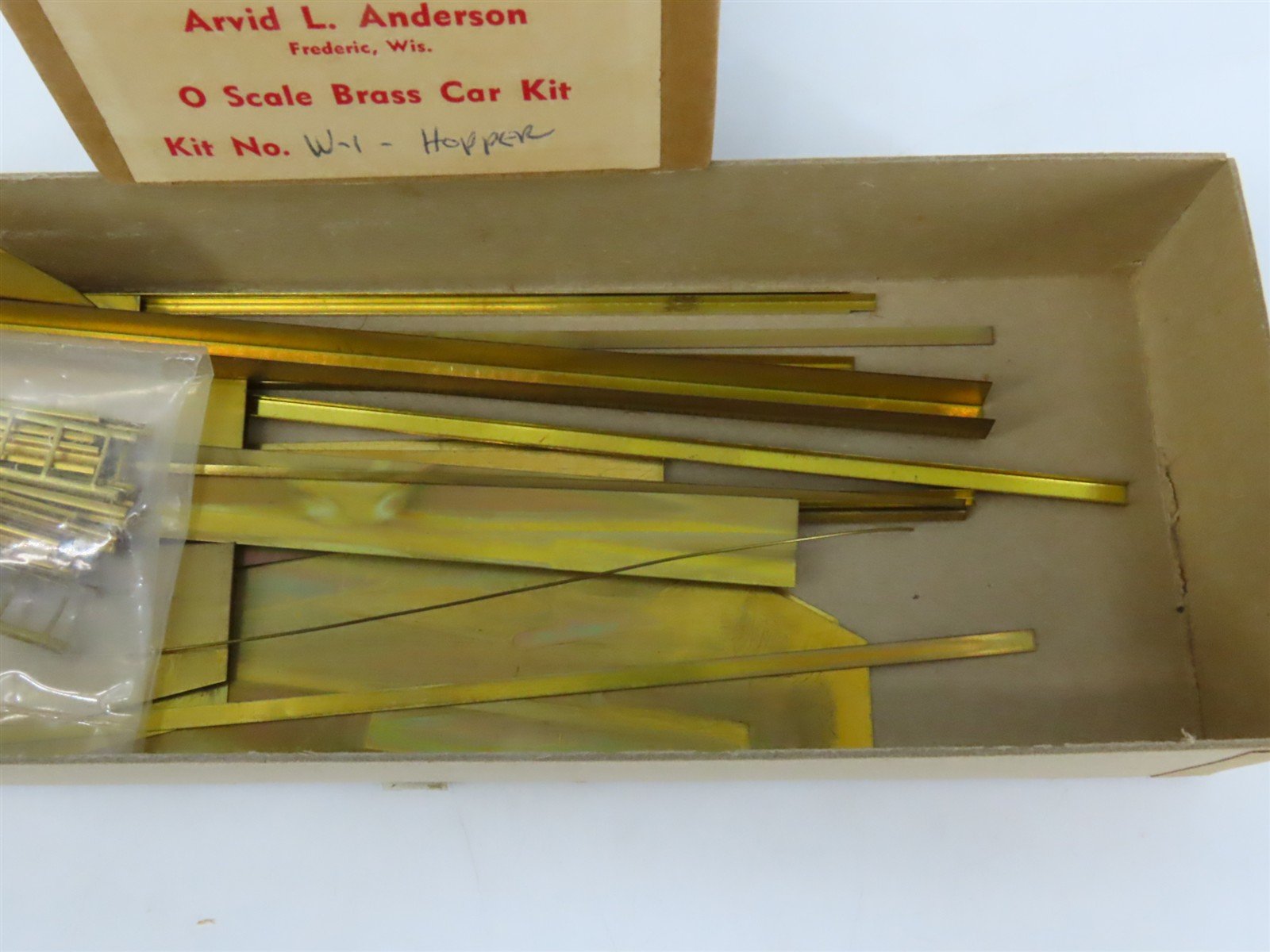 O 2-Rail Arvid L. Anderson BRASS Kit #W-1 Undecorated 2-Bay Peak-End Open Hopper
