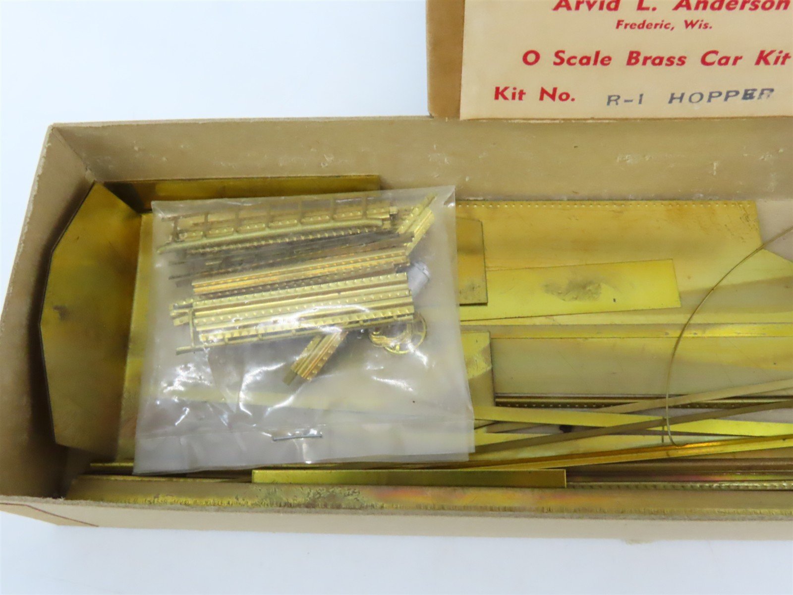 O 2-Rail Arvid L. Anderson BRASS Kit #R-1 Undecorated 2-Bay Peak-End Open Hopper