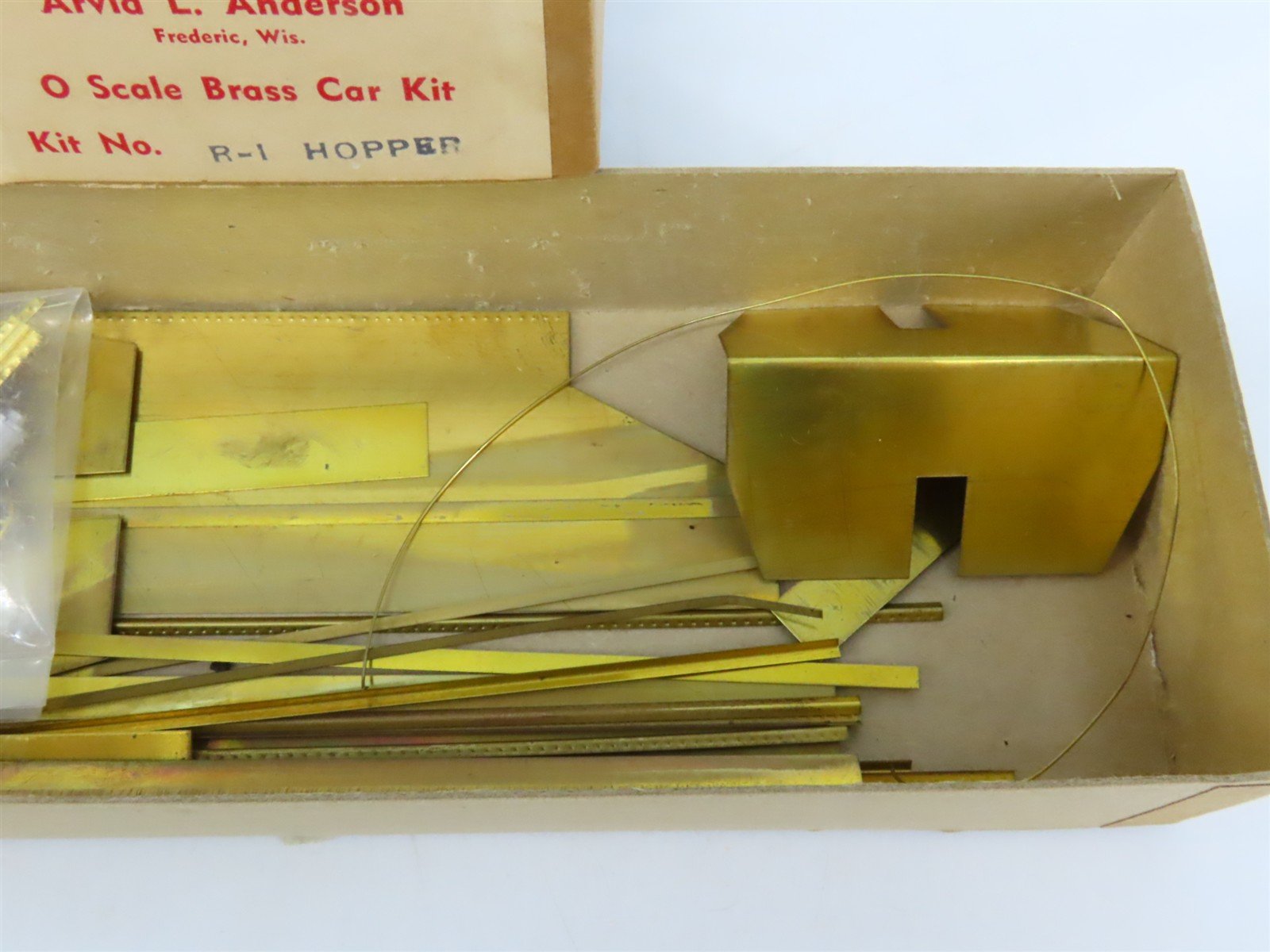 O 2-Rail Arvid L. Anderson BRASS Kit #R-1 Undecorated 2-Bay Peak-End Open Hopper