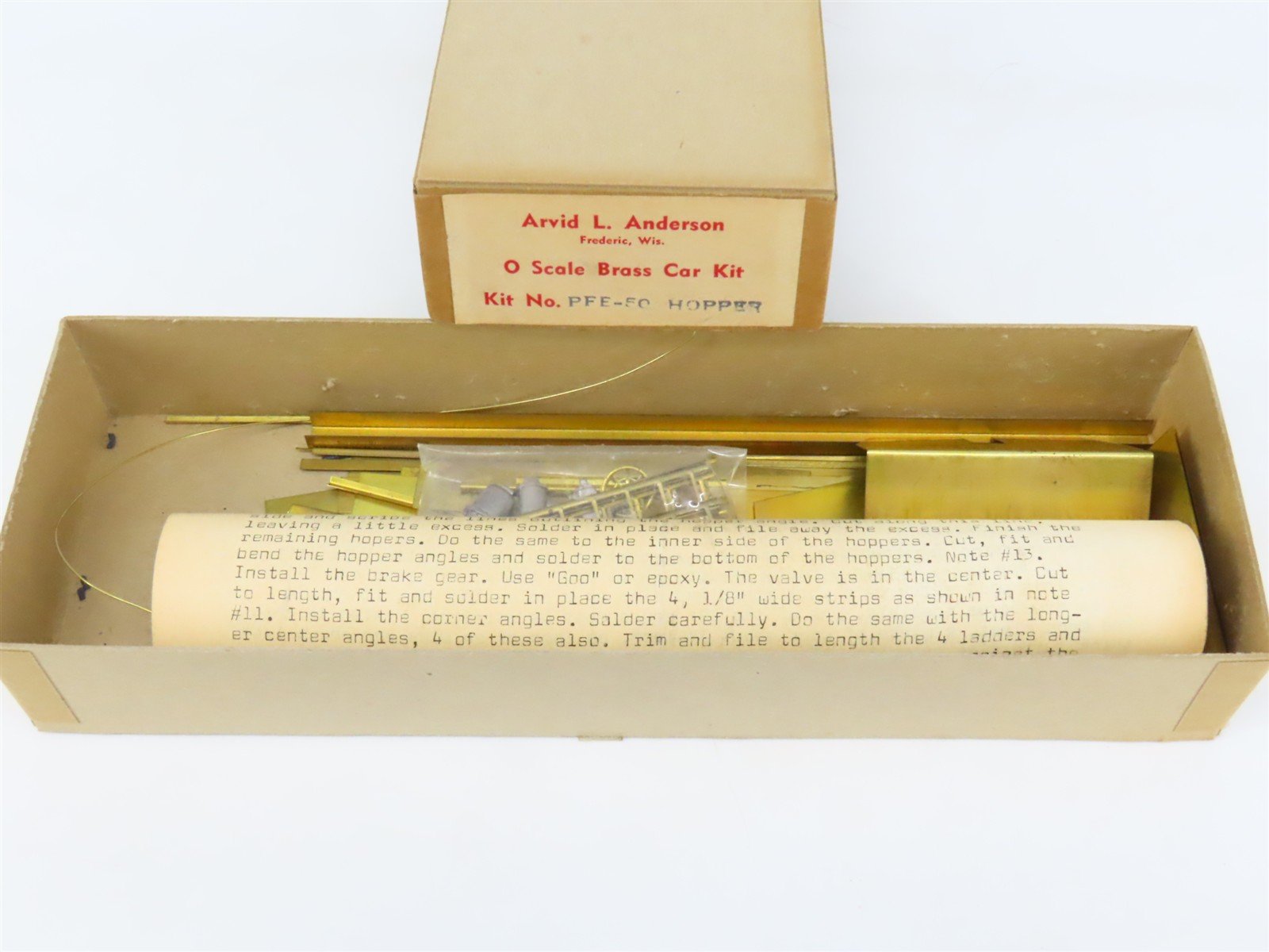 O Scale 2-Rail Arvid L. Anderson BRASS Kit #PFE-50 Undecorated 2-Bay Open Hopper