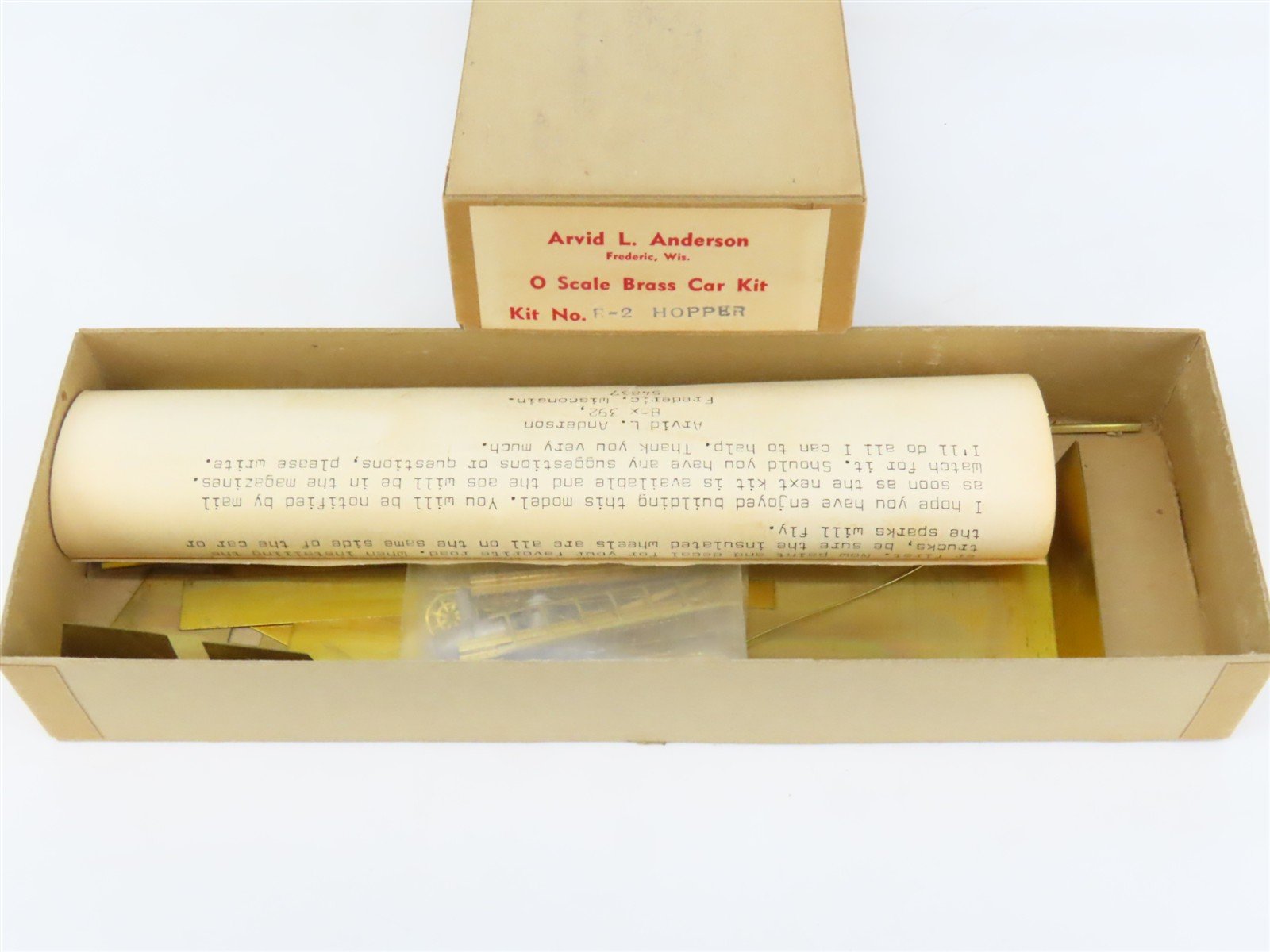 O Scale 2-Rail Arvid L. Anderson BRASS Kit #R-2 Undecorated 2-Bay Open Hopper