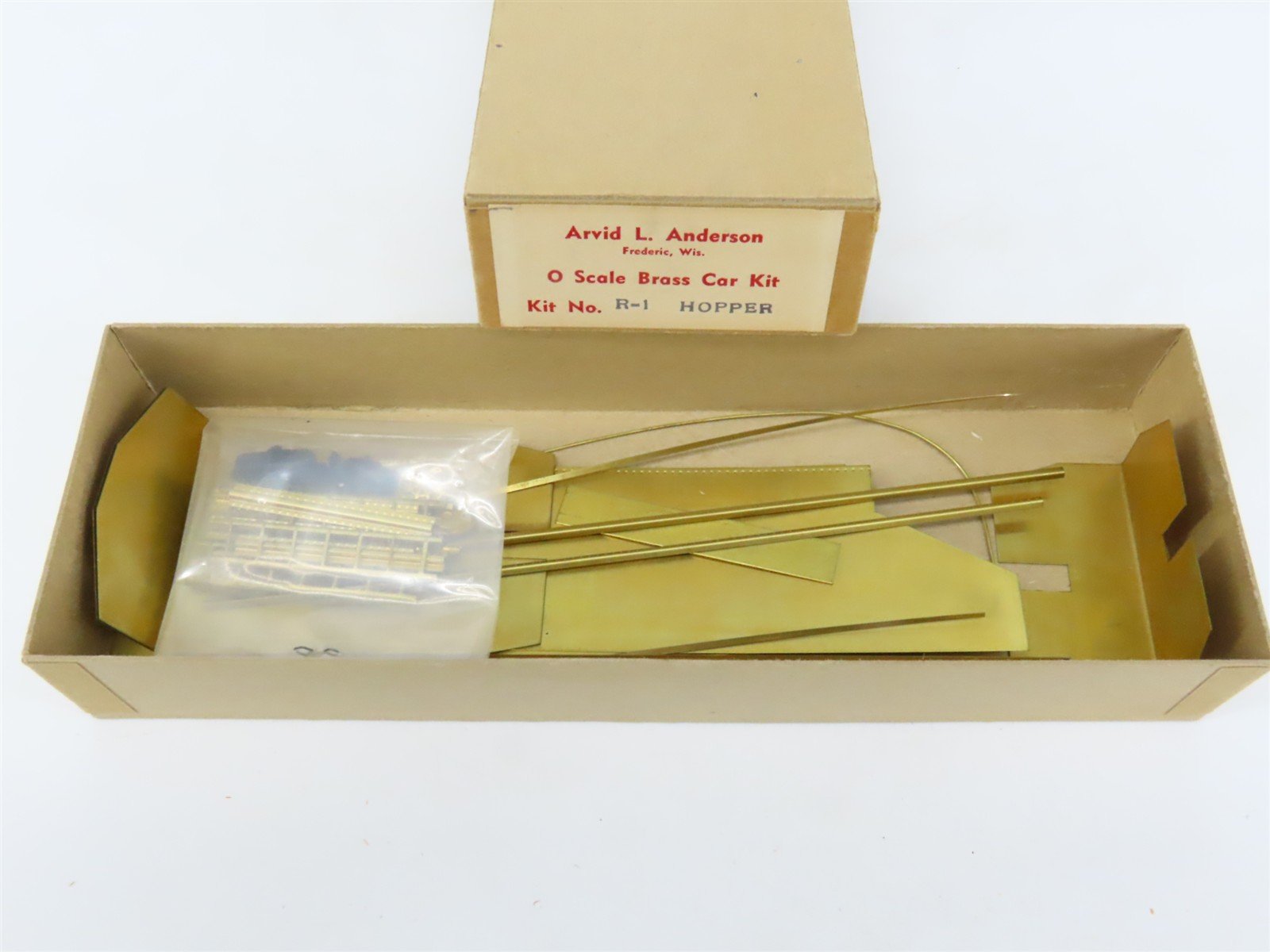 O 2-Rail Arvid L. Anderson BRASS Kit #R-1 Undecorated 2-Bay Peak-End Open Hopper