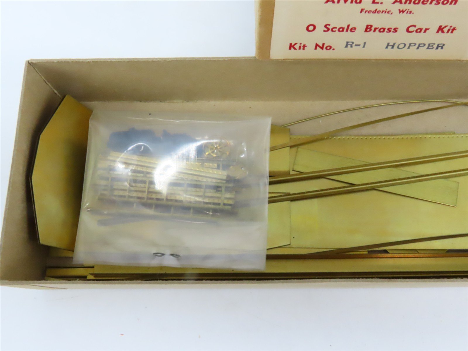 O 2-Rail Arvid L. Anderson BRASS Kit #R-1 Undecorated 2-Bay Peak-End Open Hopper