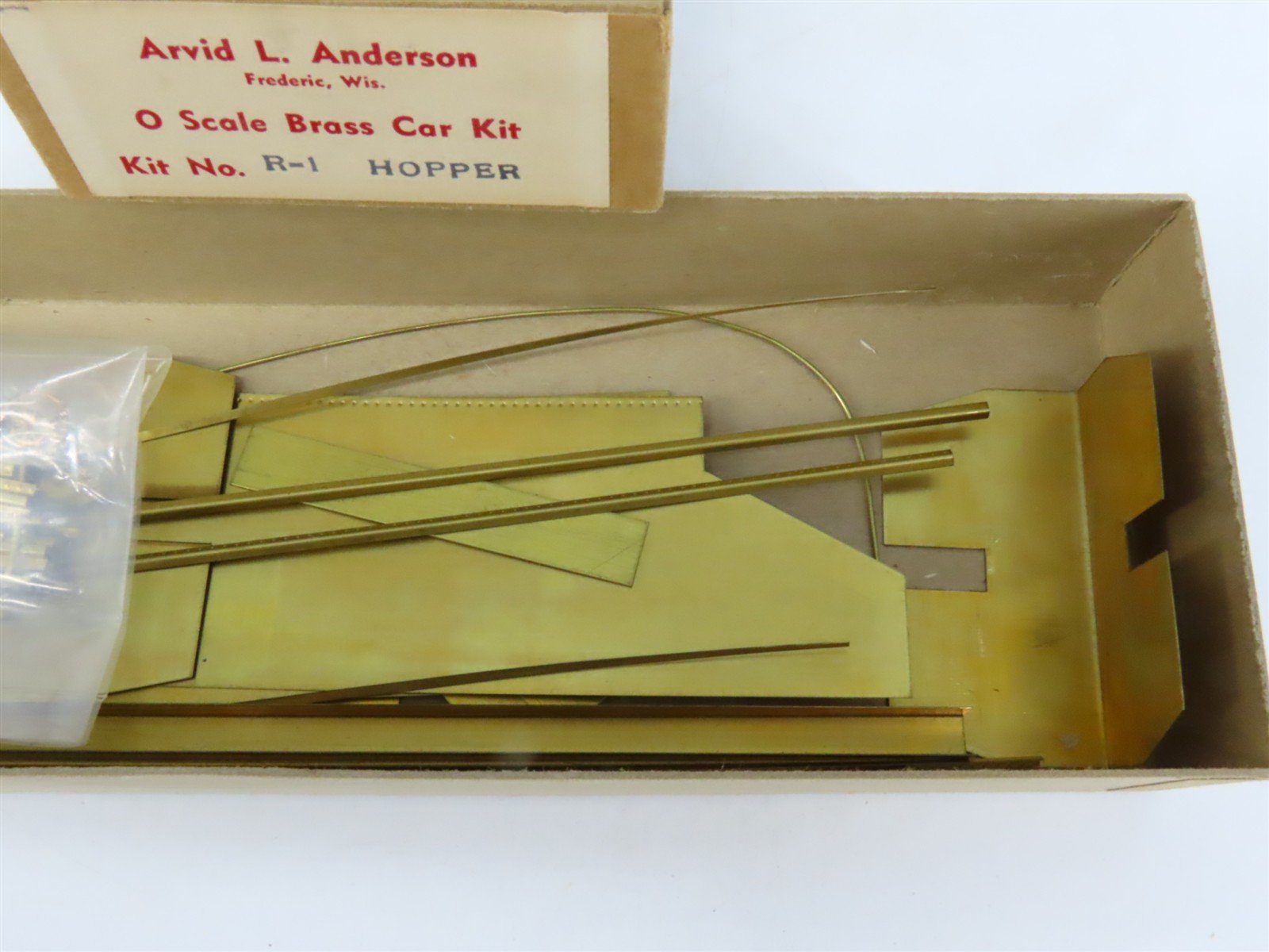 O 2-Rail Arvid L. Anderson BRASS Kit #R-1 Undecorated 2-Bay Peak-End Open Hopper
