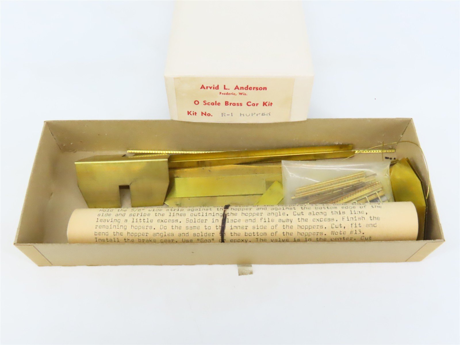 O 2-Rail Arvid L. Anderson BRASS Kit #R-1 Undecorated 2-Bay Peak-End Open Hopper