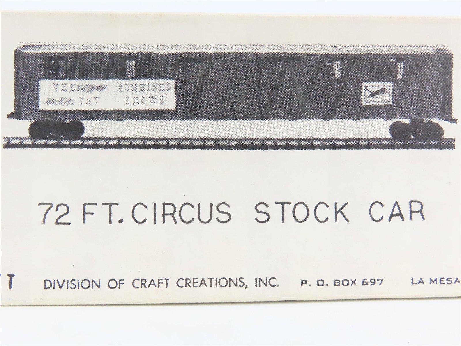 O Scale 2-Rail Circus Craft Craftsman Kit CW152 Undecorated 72' Circus Stock Car