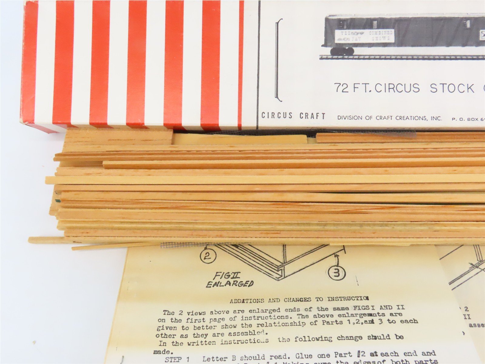 O Scale 2-Rail Circus Craft Craftsman Kit CW152 Undecorated 72' Circus Stock Car