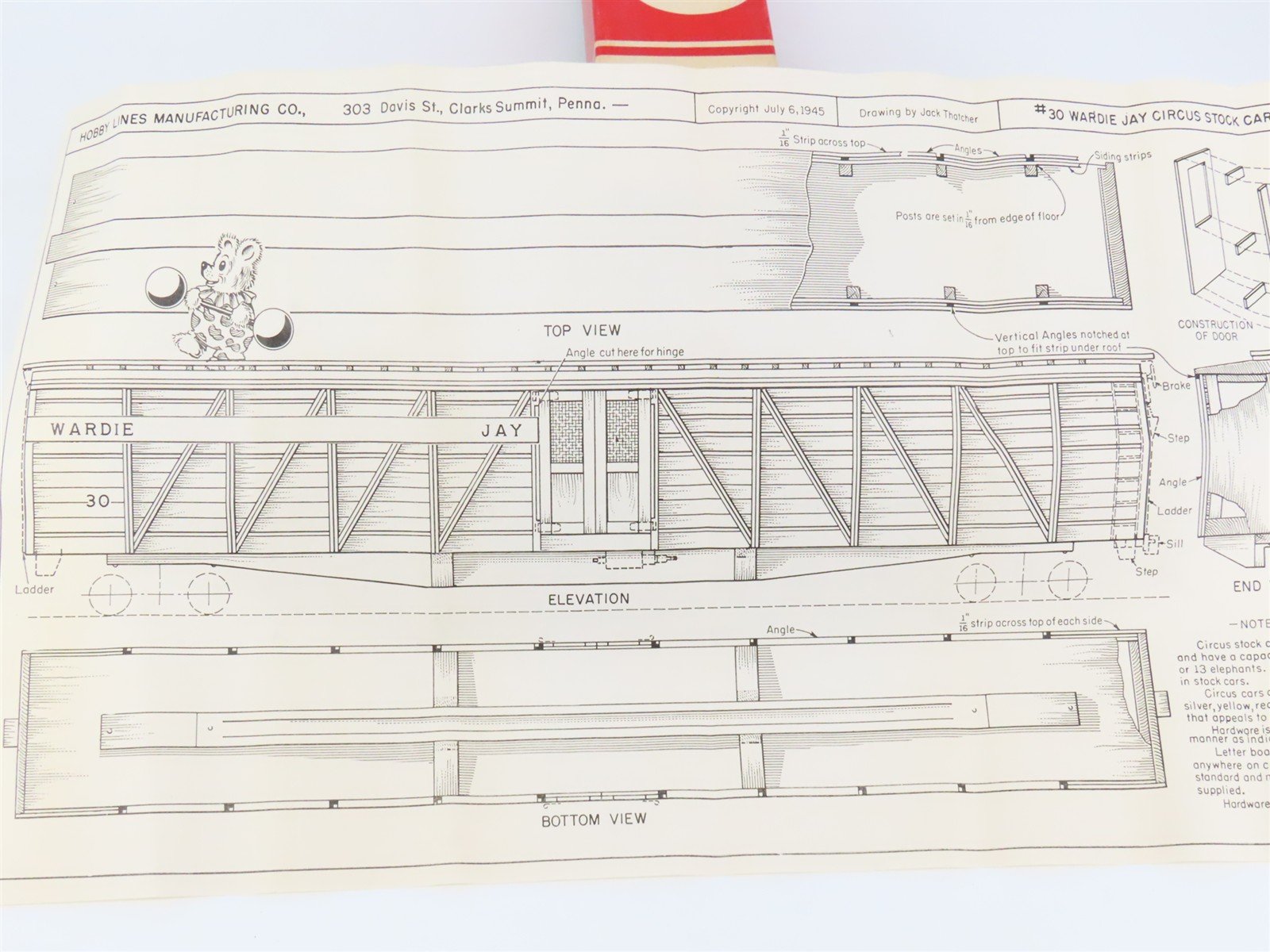 O Scale 2-Rail Wardie Jay Craftsman Kit Undecorated 70' Circus Stock Car
