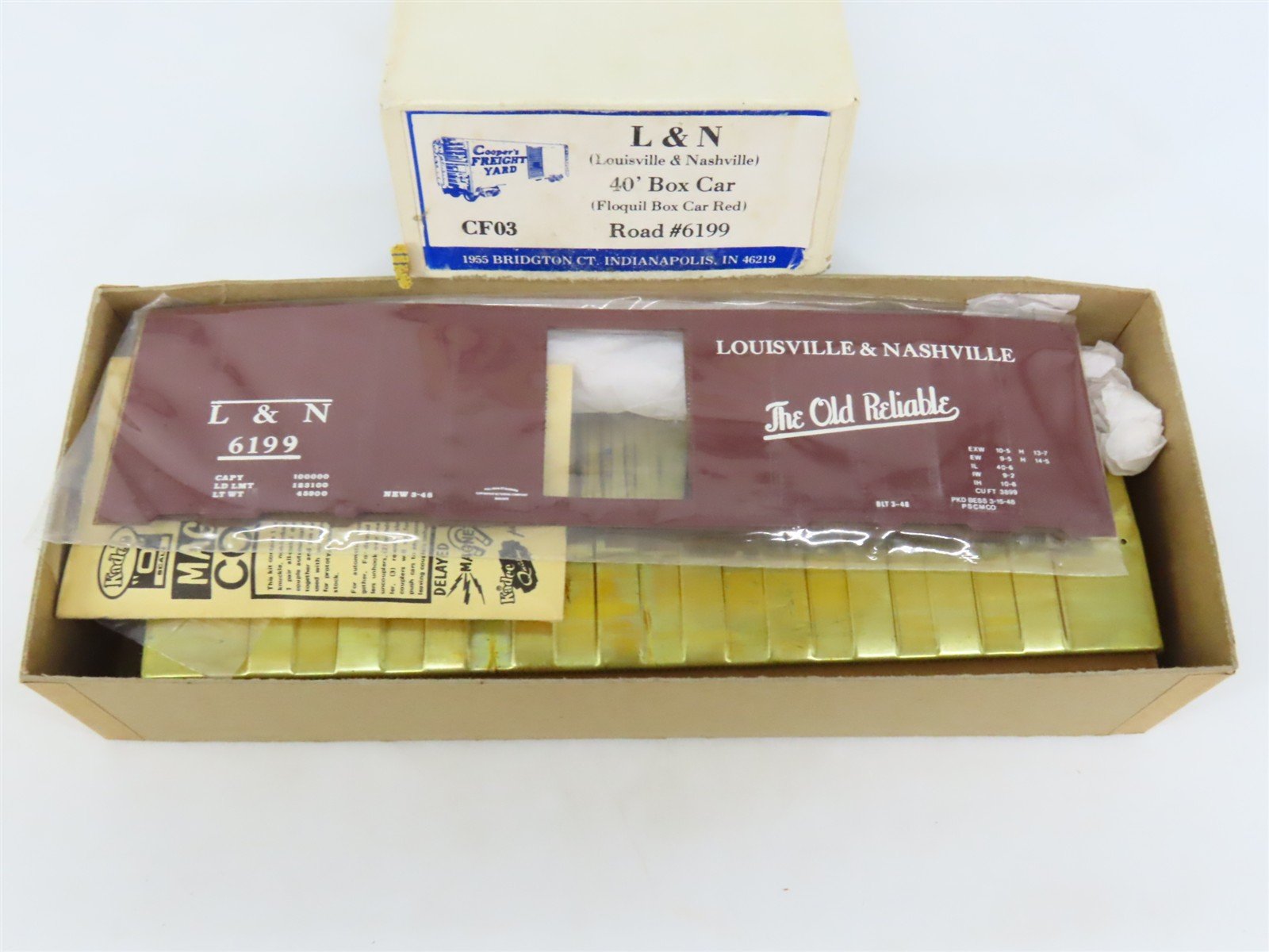 O Scale 2-Rail Reynolds/Athearn BRASS/Wood Kit CF03 L&N 40' Box Car #6199