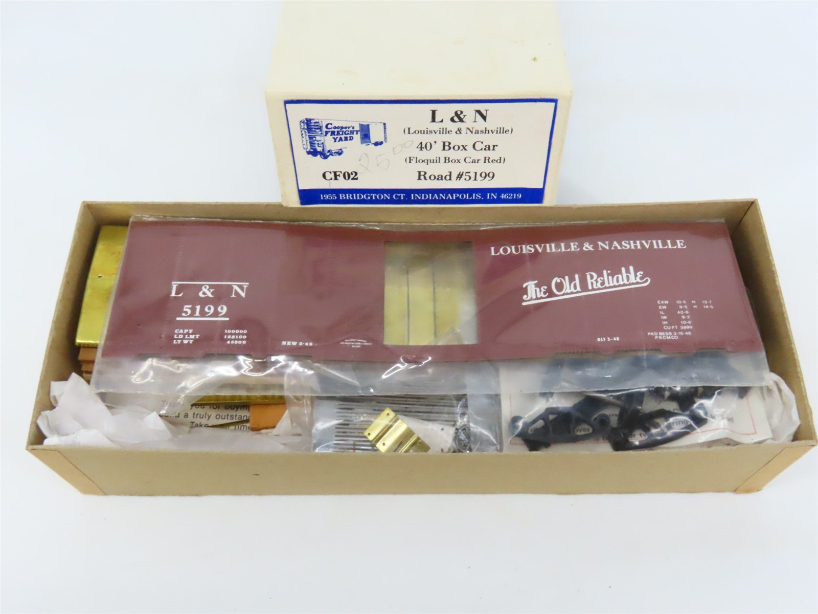 O Scale 2-Rail Reynolds/Athearn BRASS/Wood Kit CF02 L&N 40' Box Car #5199