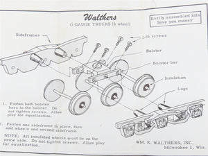 O 2-Rail Vintage Walthers Zamak Pullman 6-Wheel Trucks w/ Metal Wheels - 1 Pair