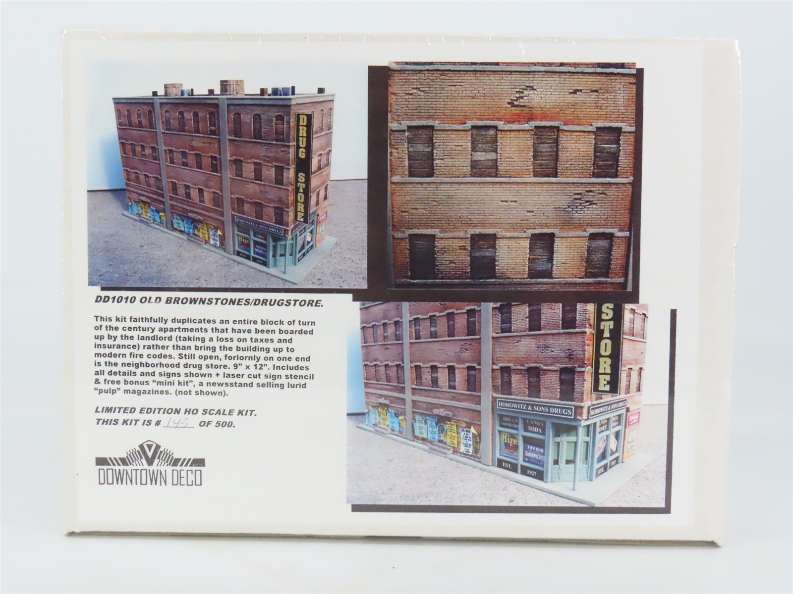 HO Scale Downtown Deco Hydrocal Kit #DD1010 Old Brownstones/Drug Store - SEALED