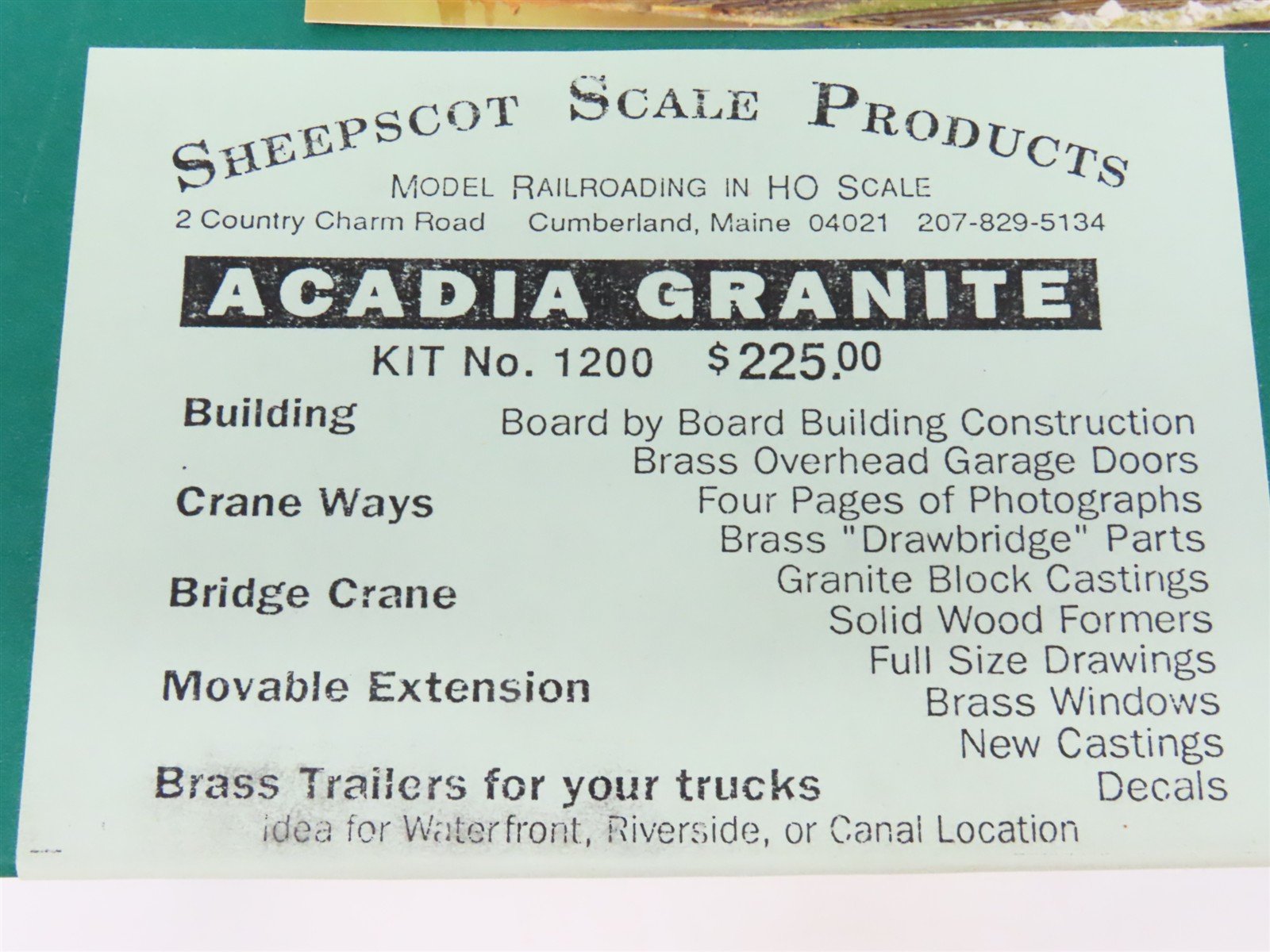 HO 1/87 Sheepscot Scale Products Craftsman Kit #1200 Acadia Granite