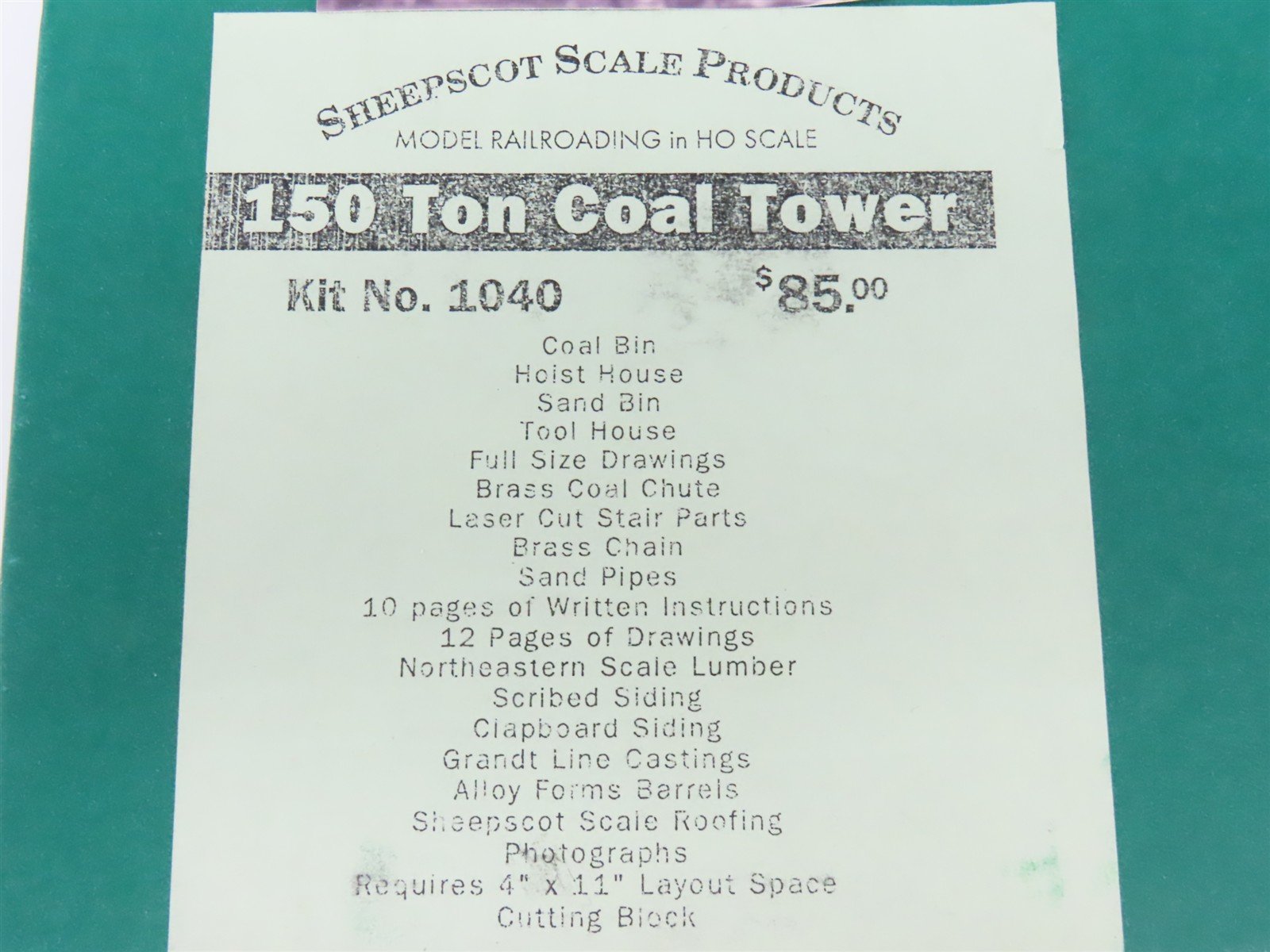 HO 1/87 Sheepscot Scale Products Craftsman Kit #1040 150-Ton Coal Tower