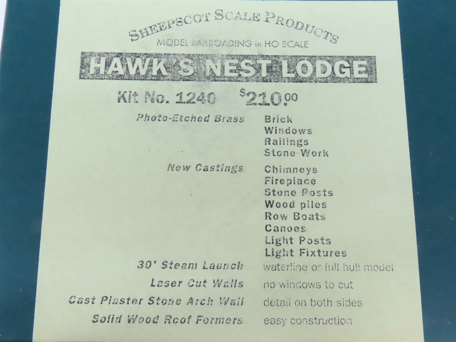 HO 1/87 Sheepscot Scale Products Craftsman Kit #1240 Hawk's Nest Lodge