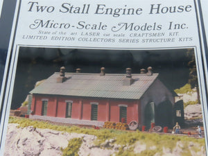 HO Scale Micro-Scale MSM-105 Two Stall Engine House Building Kit SEALED