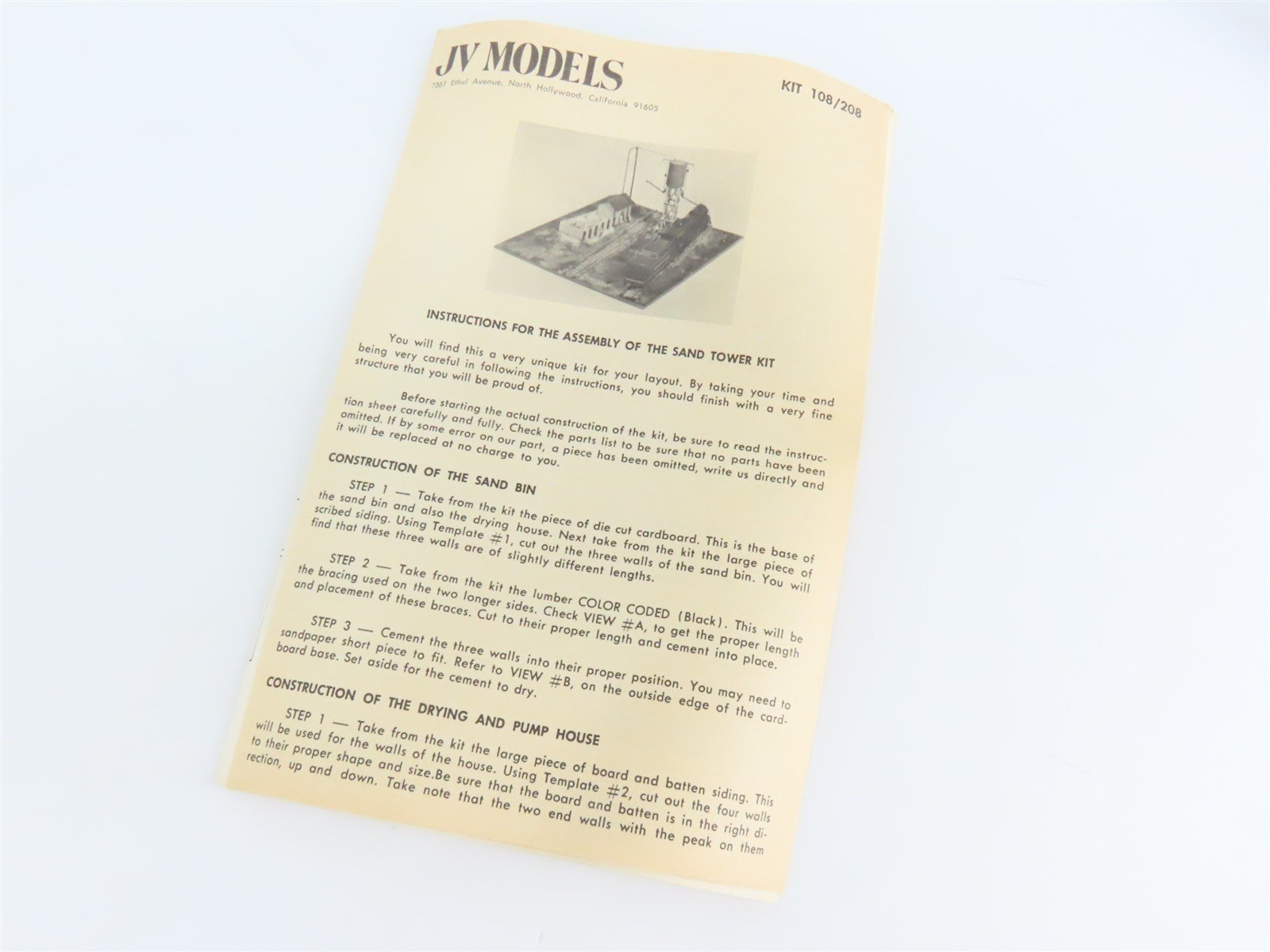 HO Scale JV Models 208 Sand Tower Building Kit