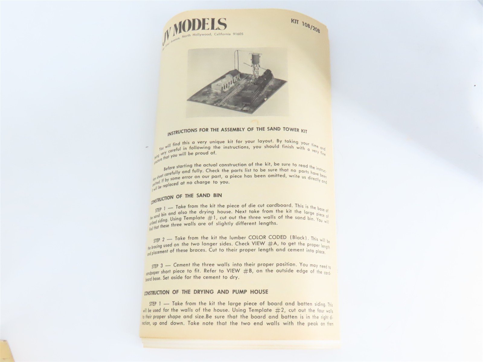 HO Scale JV Models 208 Sand Tower Building Kit