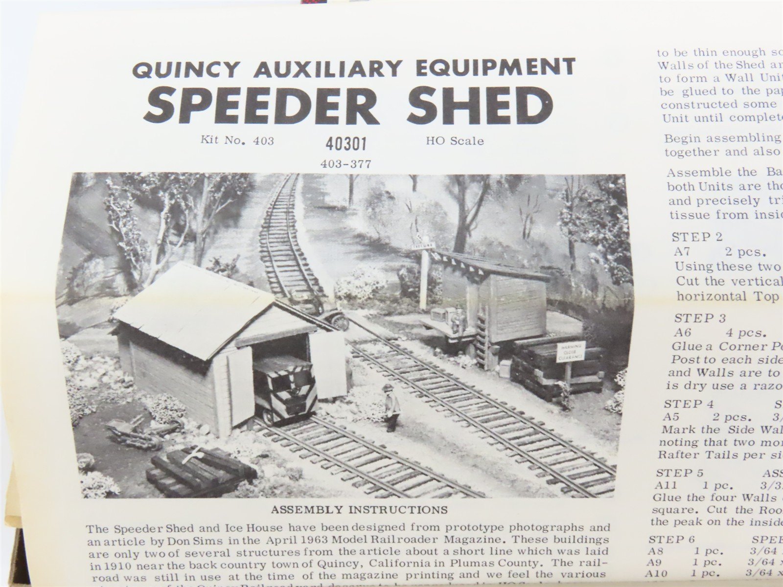 HO Scale Campbell 403 Speeder Shed & Ice House Building Craftsman Kit