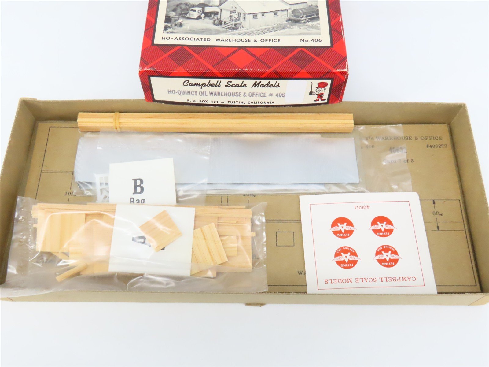 HO Scale Campbell 406 Quincy Oil Warehouse & Office Building Craftsman Kit