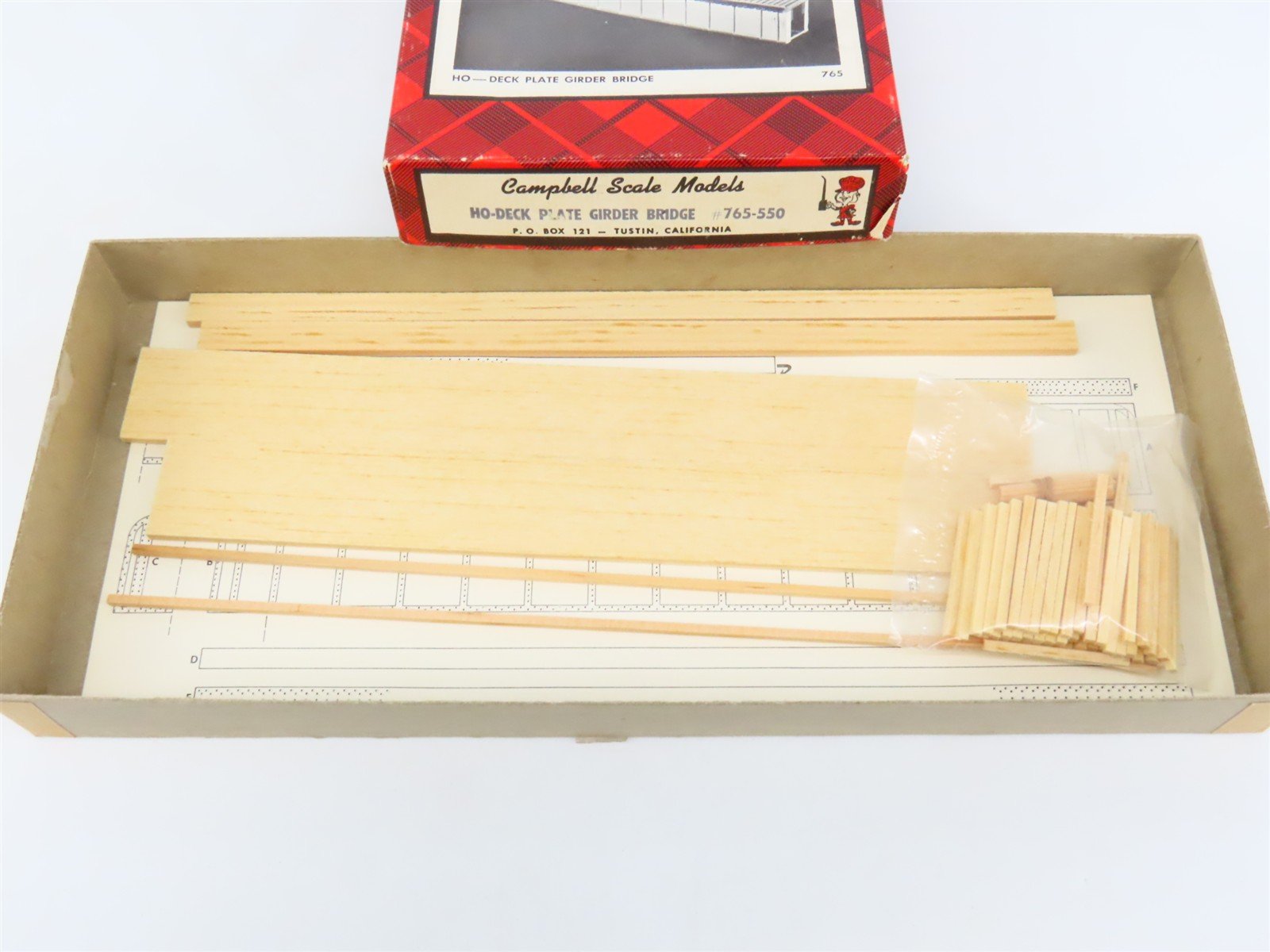 HO Scale Campbell 765-550 Deck Plate Girder Bridge Building Craftsman Kit