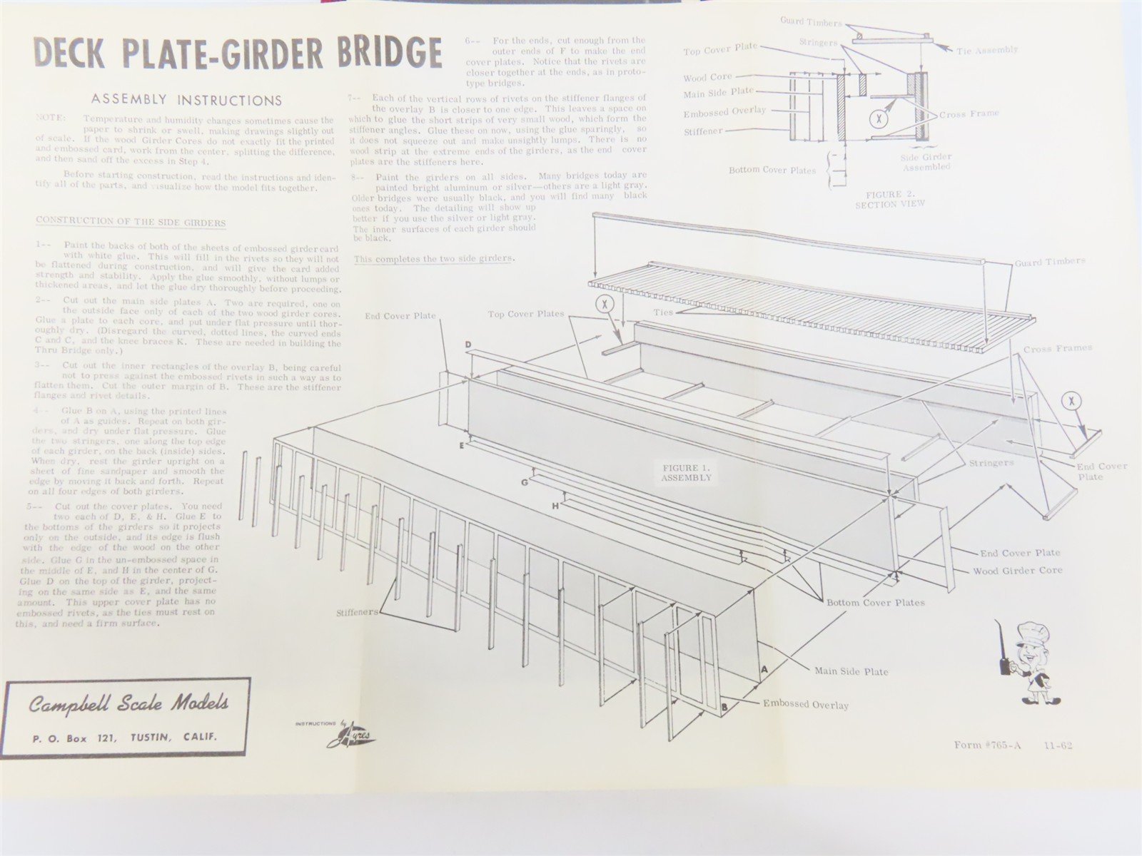 HO Scale Campbell 765 Deck Plate Girder Bridge Building Craftsman Kit