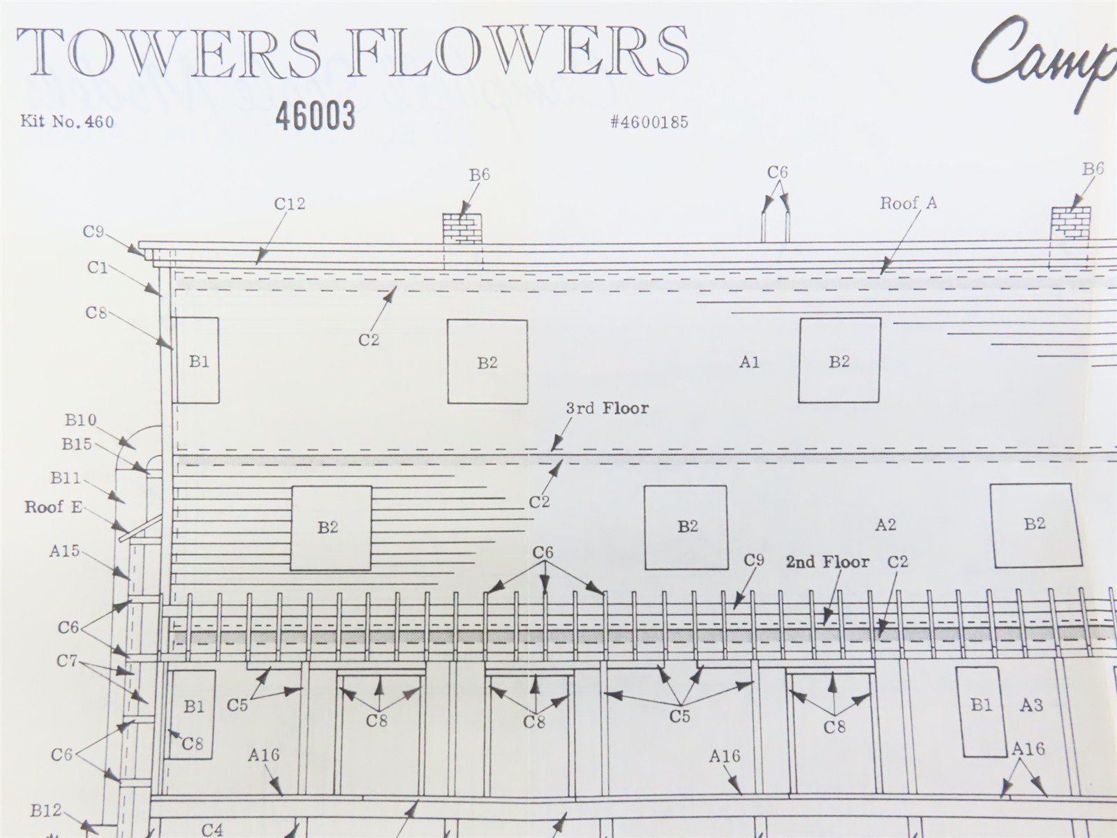 HO Scale Campbell 460 Towers Flowers Building Craftsman Kit