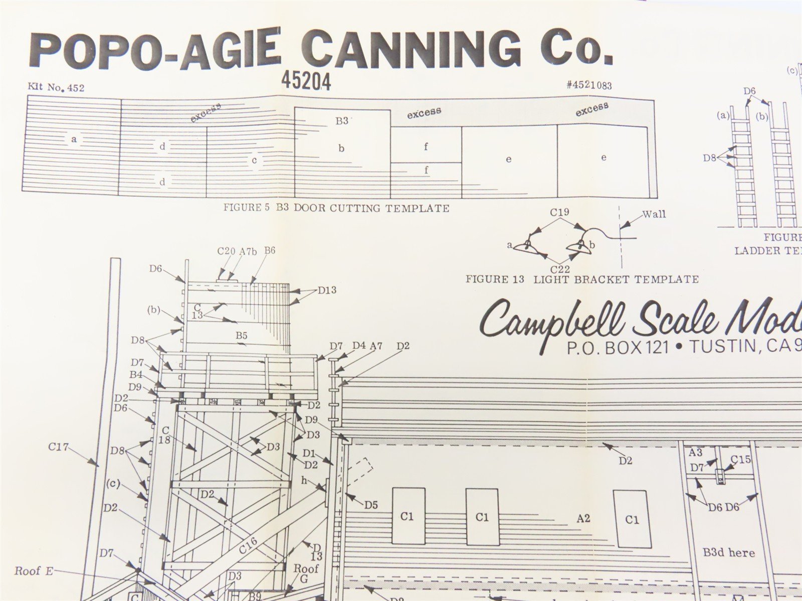 HO Scale Campbell 452 Popo-Agie Canning Co. Building Craftsman Kit