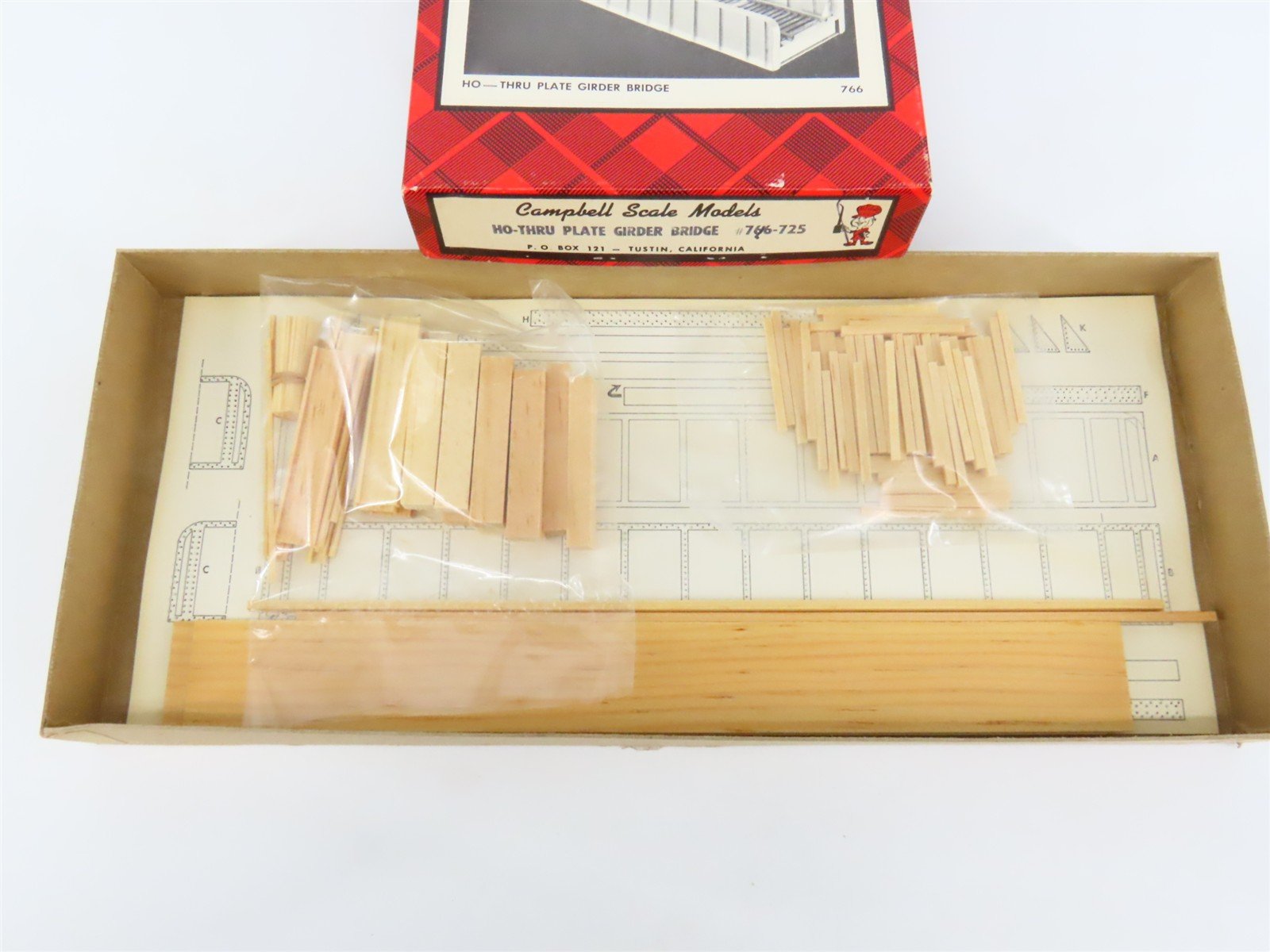 HO Scale Campbell 766-725 Thru-Plate Girder Bridge Building Craftsman Kit