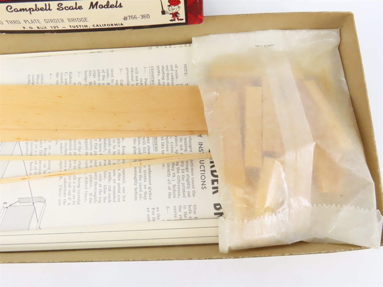 HO Scale Campbell 766-350 Thru-Plate Girder Bridge Building Craftsman Kit