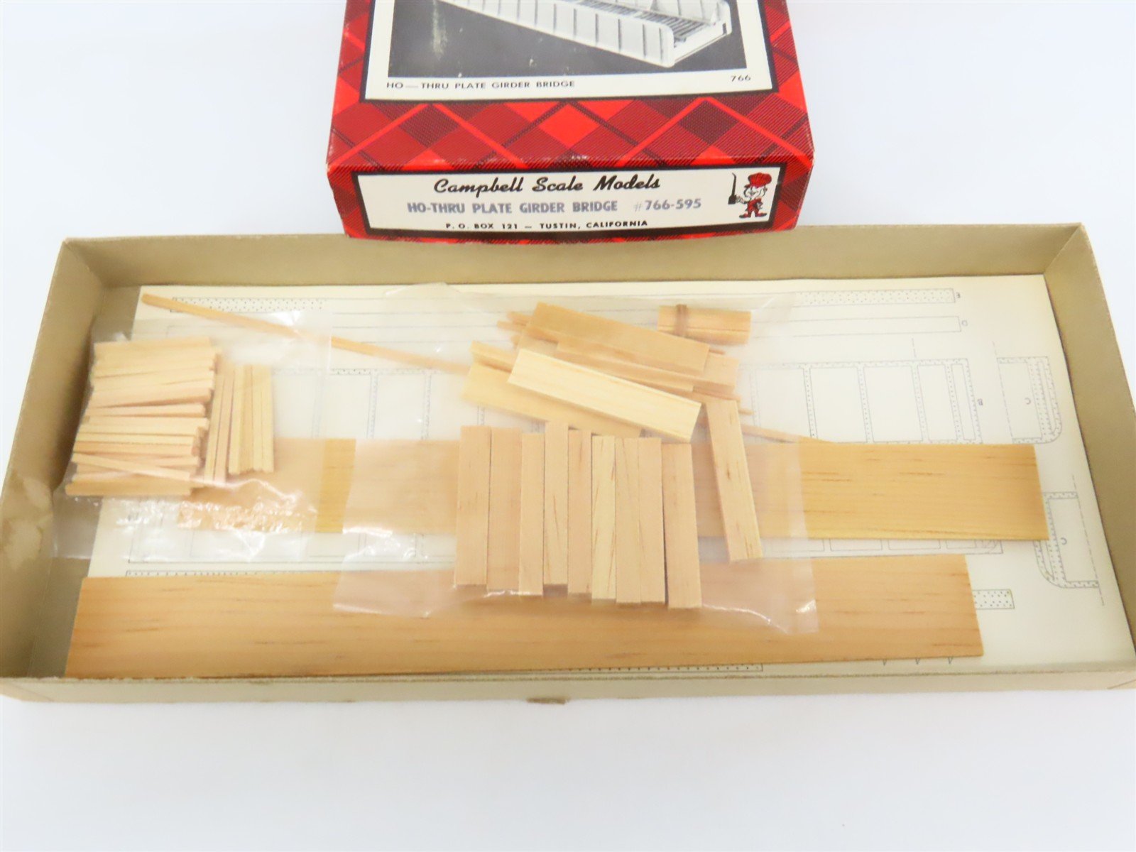 HO Scale Campbell 766-595 Thru-Plate Girder Bridge Building Craftsman Kit
