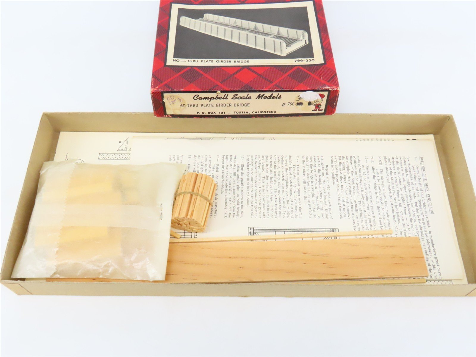 HO Scale Campbell 766 Thru-Plate Girder Bridge Building Craftsman Kit