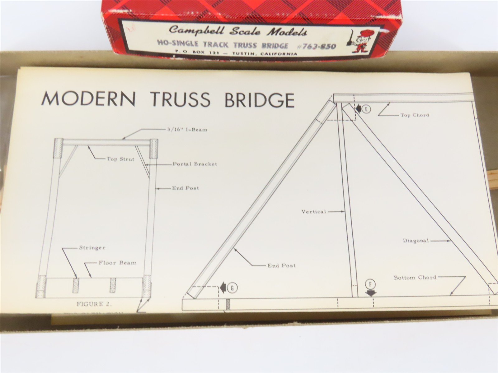 HO Scale Campbell 763-850 Single Track Truss Bridge Building Craftsman Kit