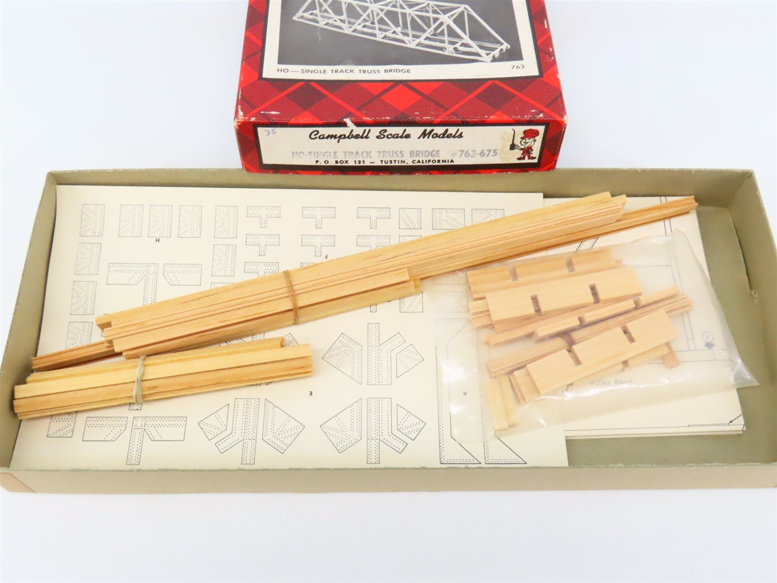 HO Scale Campbell 763-675 Single Track Truss Bridge Building Craftsman Kit
