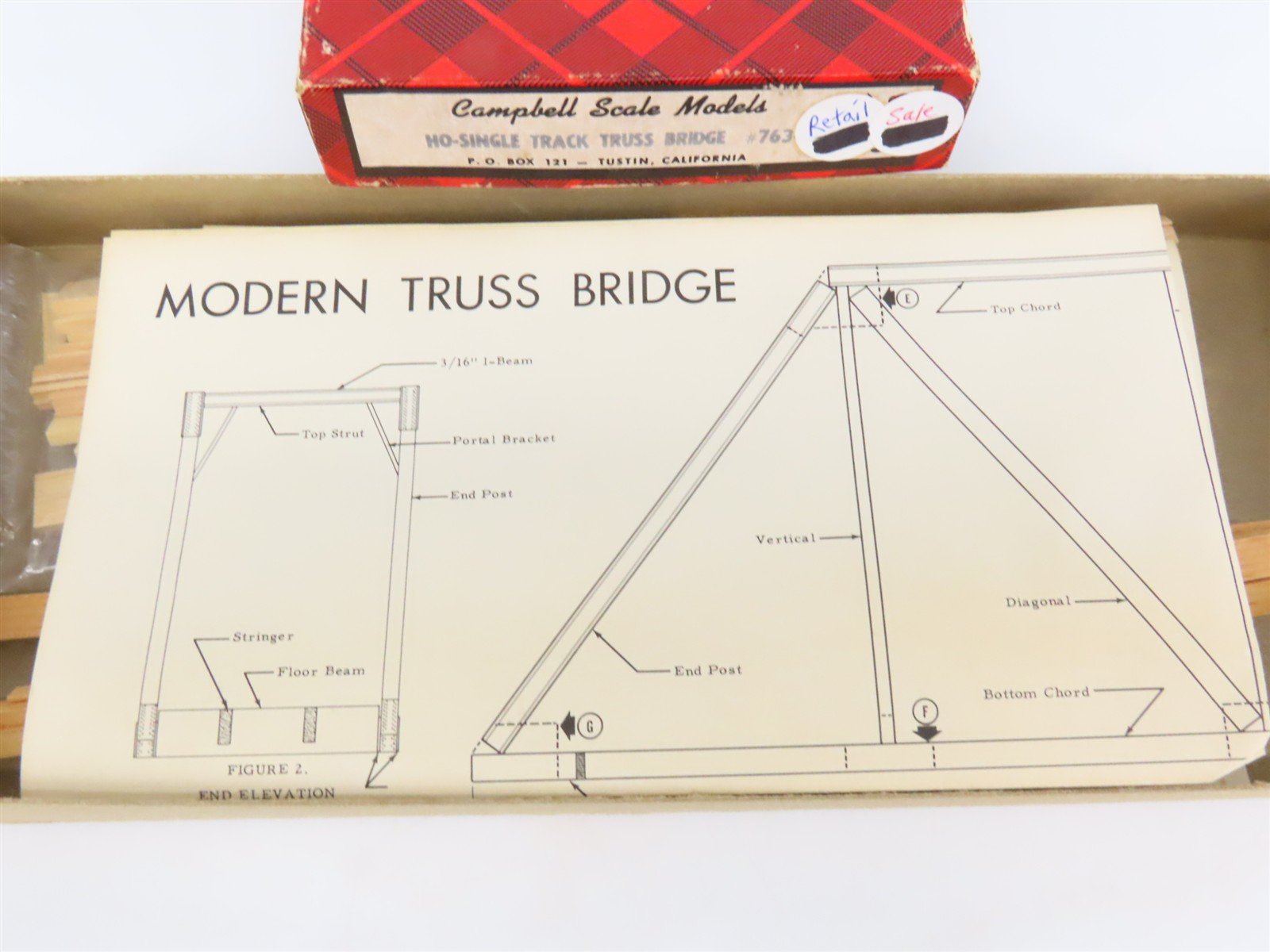 HO Scale Campbell 763 Single Track Truss Bridge Building Craftsman Kit