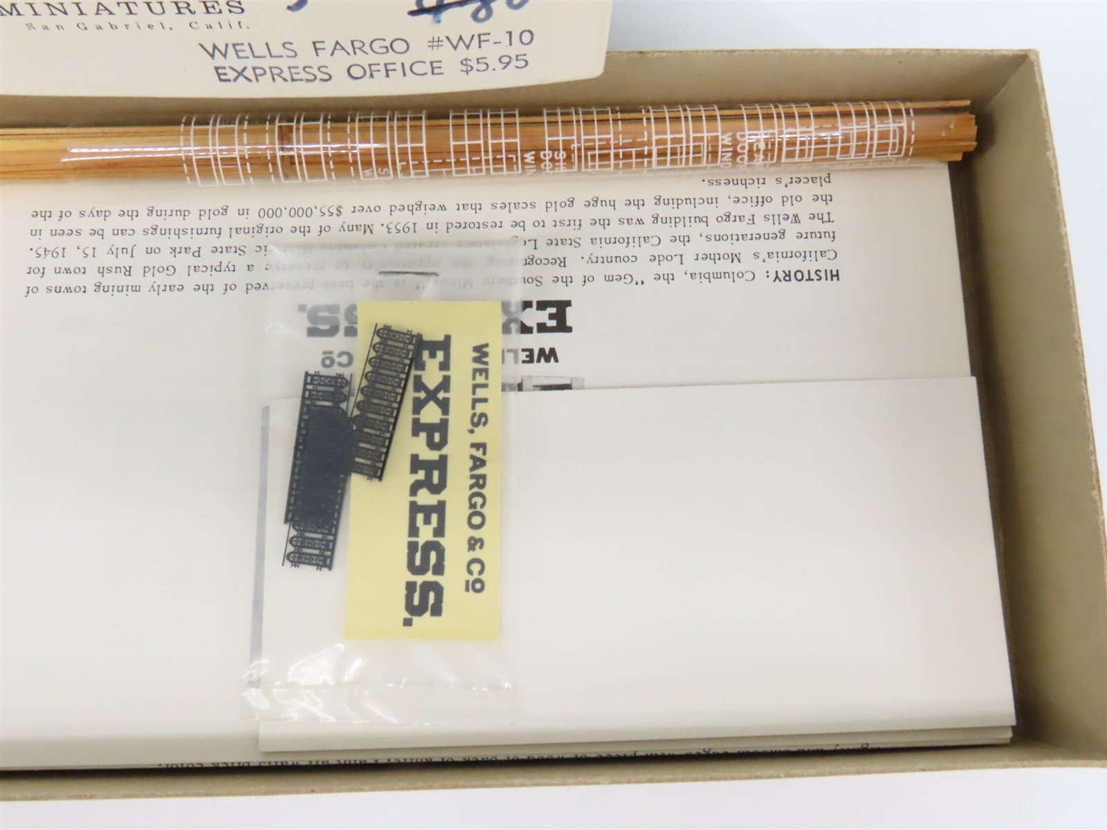 HO Scale HSM Models WF-10 Wells Fargo Express Office Building Craftsman Kit