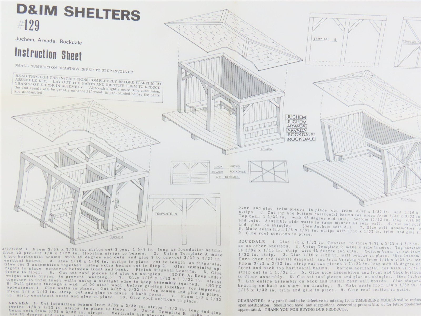 HO 1/87 Scale Timberline Models Craftsman Kit #129 D&IM Shelters