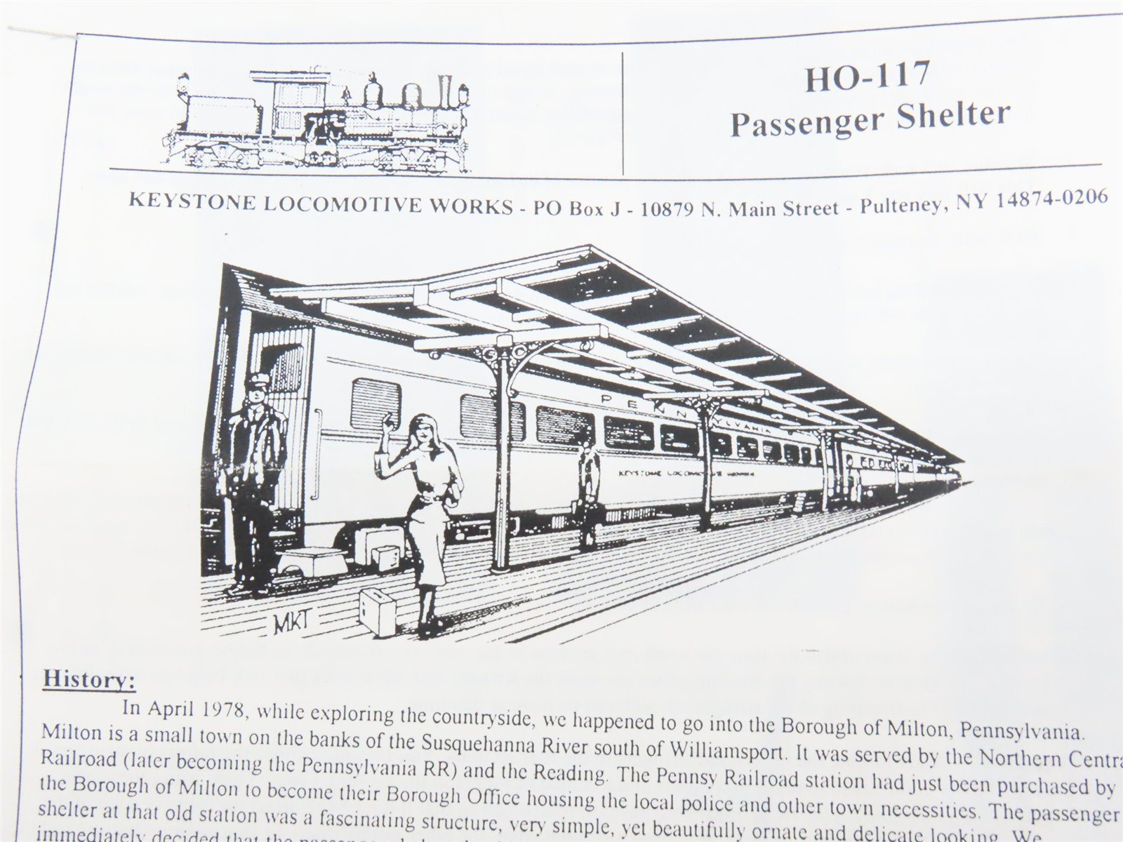 HO 1/87 Scale Keystone Craftsman Kit #HO-117 PRR Passenger Shelter