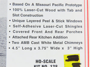 HO Scale American Model Builders LaserKit #128 Two-Story Section House - SEALED