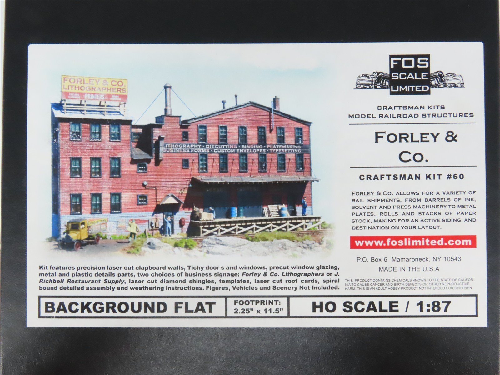 HO 1/87 Fos Scale Limited Craftsman Laser Kit #60 Forley & Co. Background Flat