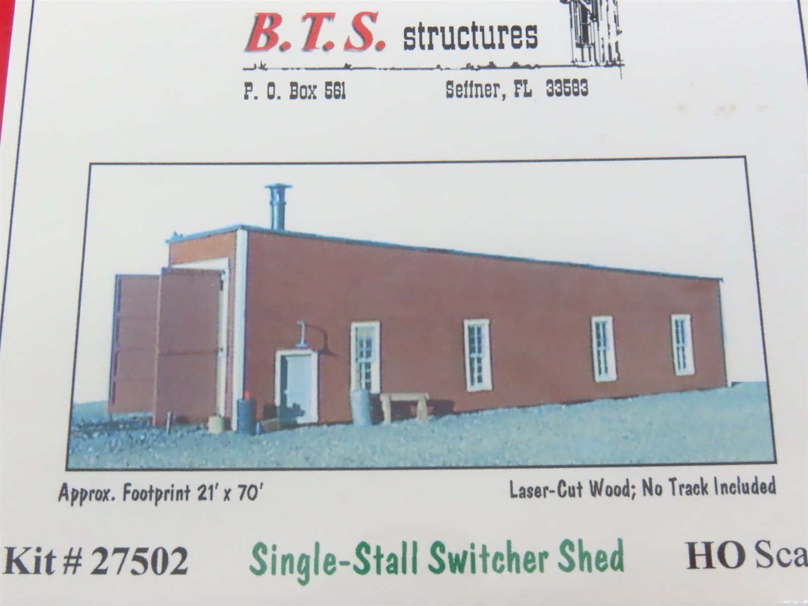 HO 1/87 Scale B.T.S. Laser-cut Kit #27502 Single-Stall Switcher Shed - SEALED