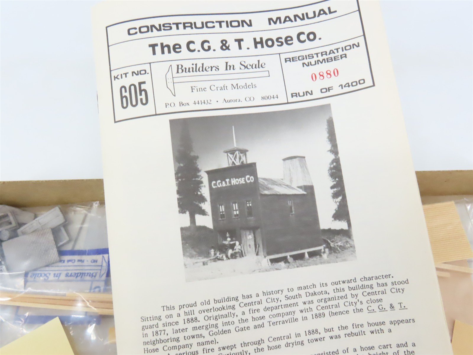 HO 1/87 Builders In Scale Craftsman Kit #605 The C.G.&T. Hose Co.
