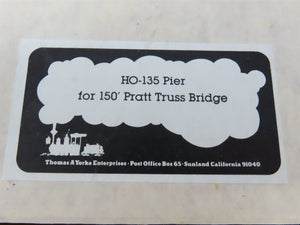 HO 1/87 Scale Thomas A. Yorke #HO-135 Hydrocal Pier for 150' Pratt Truss Bridge
