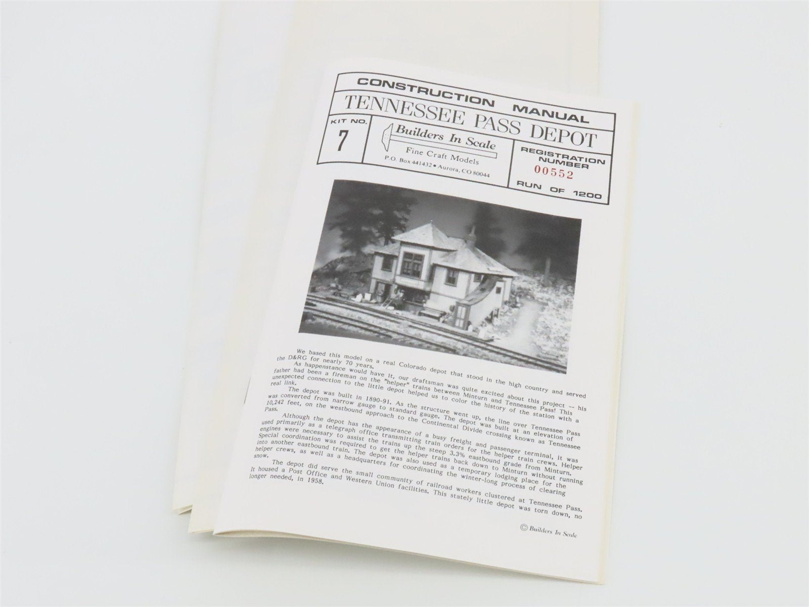 HO Scale Builder in Scale 7 Tennessee Pass Depot Building Kit