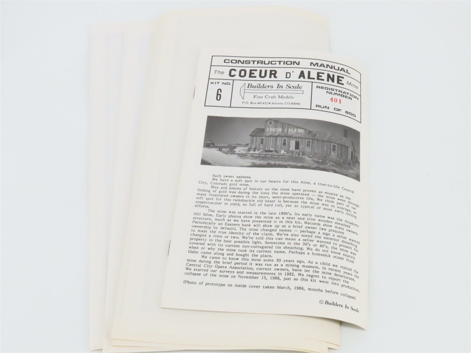 HO Scale Builder in Scale 6 Coeur D' Alene Mine Building Kit