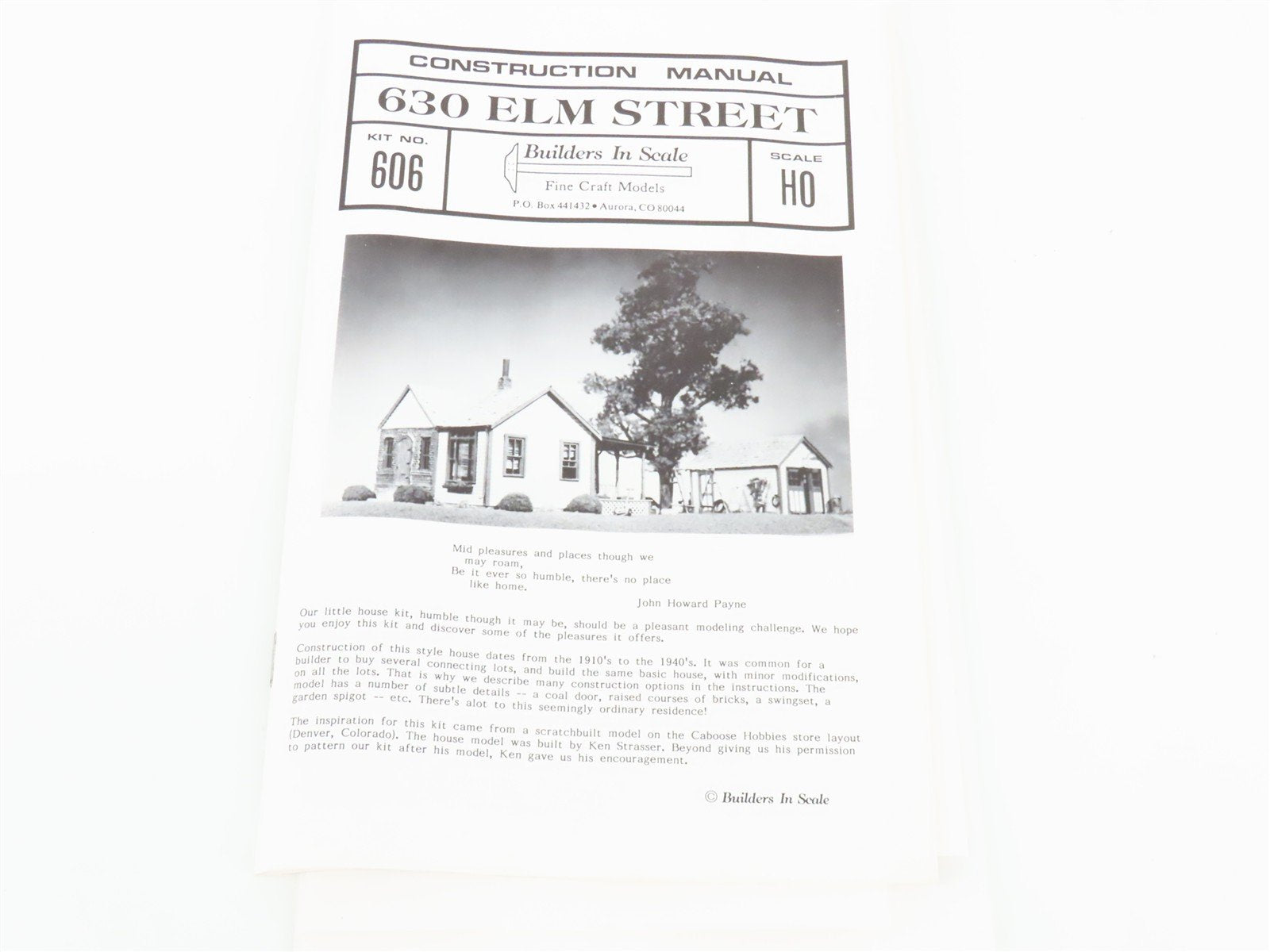 HO Scale Builders in Scale 606 630 Elm Street Building Kit