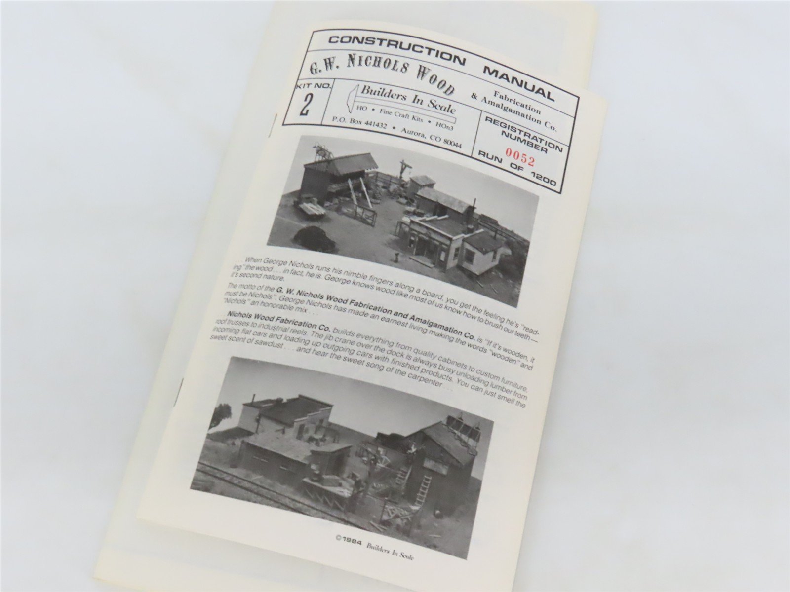 HO 1/87 Builders In Scale Craftsman Kit #2 G.W. Nichols Wood